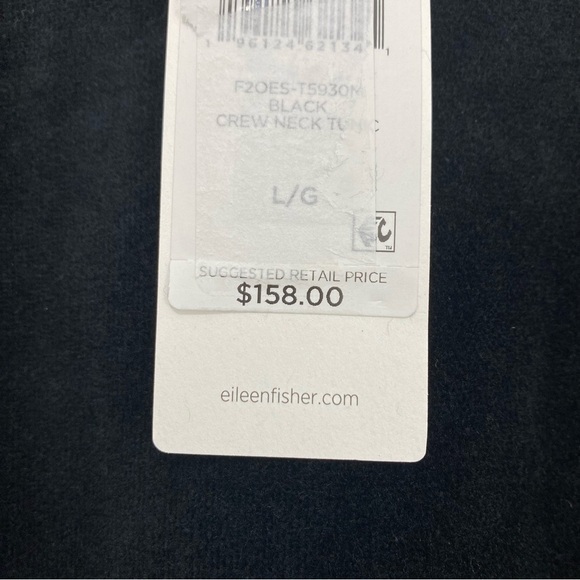NEW Eileen Fisher Size Large Black Velvet Velour Crew Neck Large Boxy Tunic Top - Picture 10 of 10